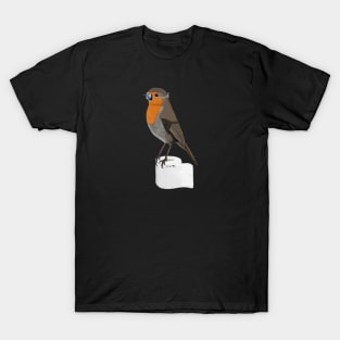 Robin Bird Illustration with Face Mask on Toilet Paper T-Shirt